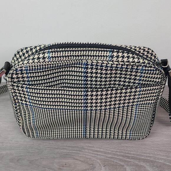 Lauren Ralph Lauren Shoulder Bag Black White Houndstooth Blue Stripe - Picture 4 of 9